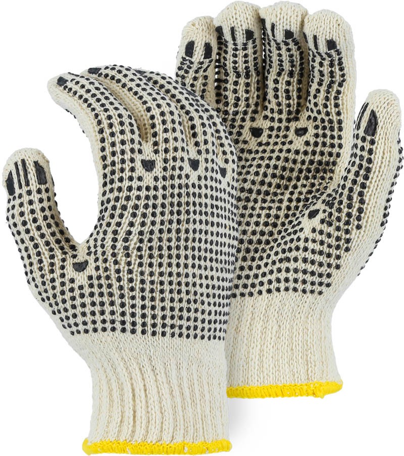 3825 Majestic® Glove Meduim Weight Cotton/Poly String Knit Glove with PVC Dots on Both Sides